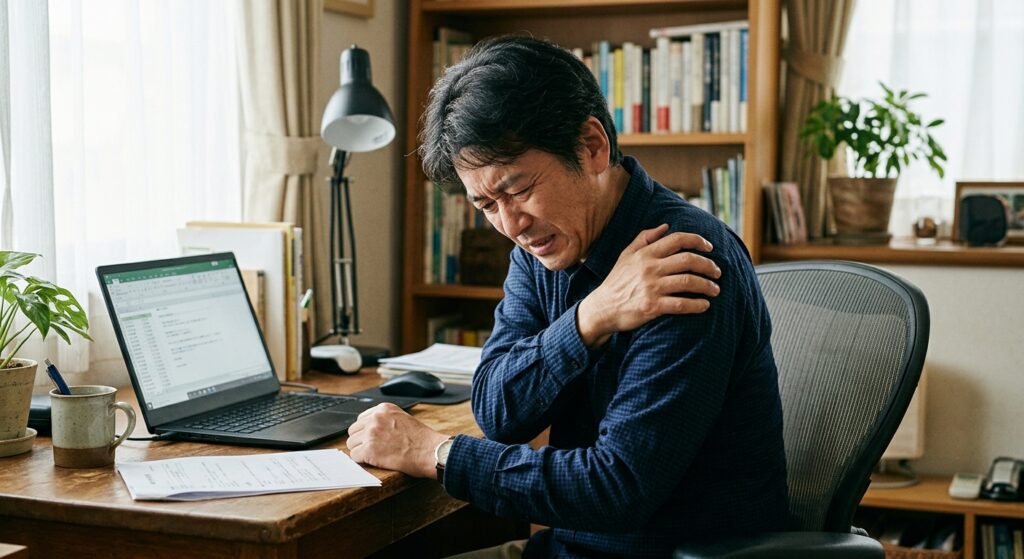 肩が痛い男性の画像(肩こり)